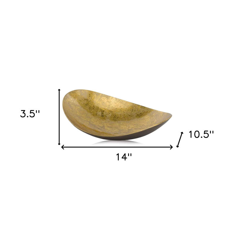 Plateau oblong en métal et bronze 10,5 "x 14" x 3,5 "Matthaios