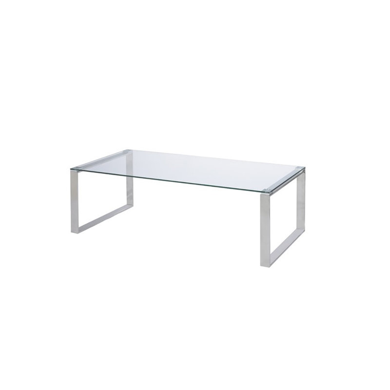 Talisa Glass Coffee Table, 16" H x 35" L x 14" W, Chrome