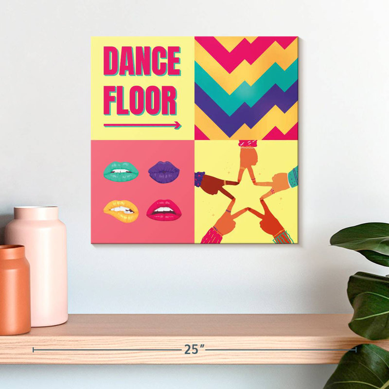 Retro Dance Floor Typography, 16" H x 16" W