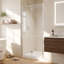 Porte de douche pivotante en aluminium 36-38 "x H 72" semi-sans cadre, verre trempé transparent de 6 mm, installation réversible, facile à installer-129387747
