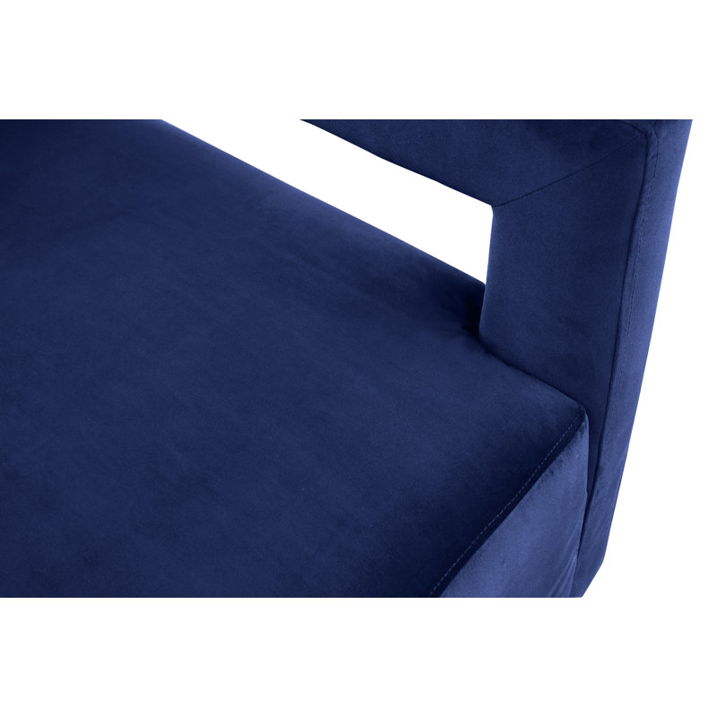 Fauteuil demi-tonneau en velours Jocoby, Velours bleu marine