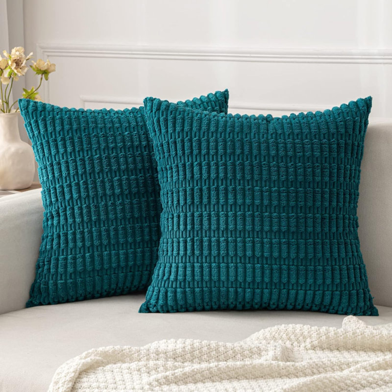 Housse de coussin, Bleu sarcelle, H 18 po x l 18 po