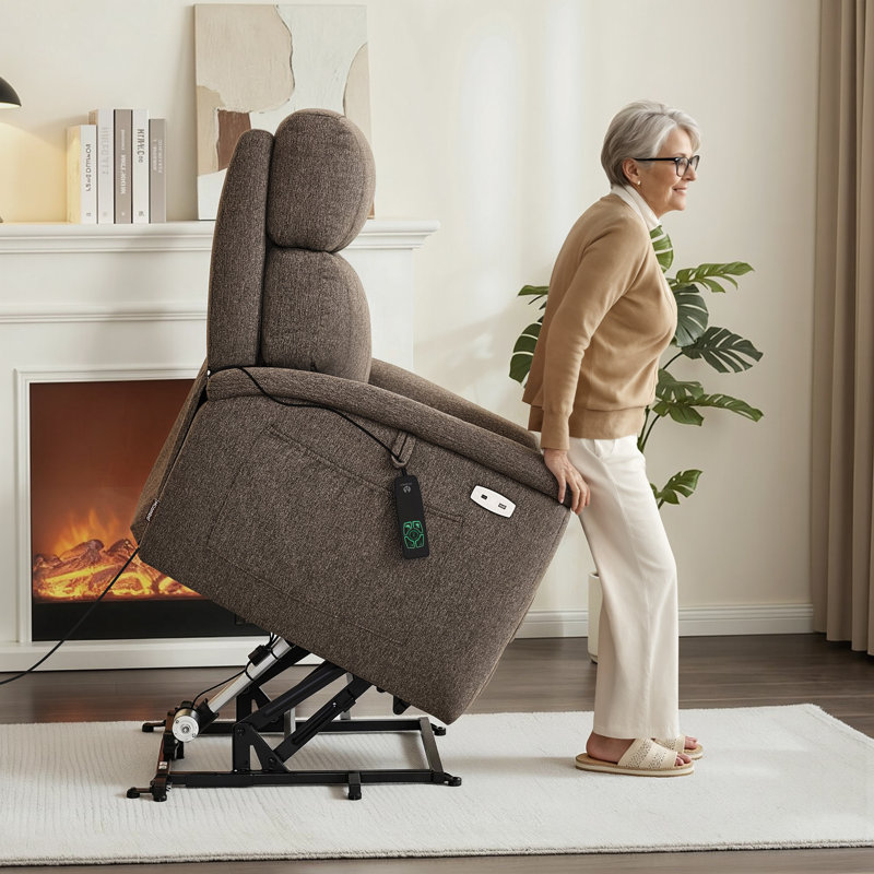 Fauteuil inclinable électrique avec massage par vibration, double chauffage et appui-tête réglable, Moka