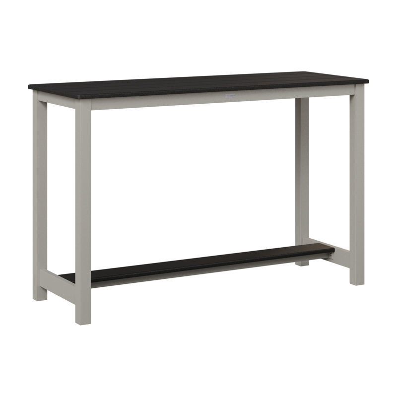 Table de bar en aluminium Berlin Gardens, 38.5" H x 60" W x 22" D, Argent platine, Noir