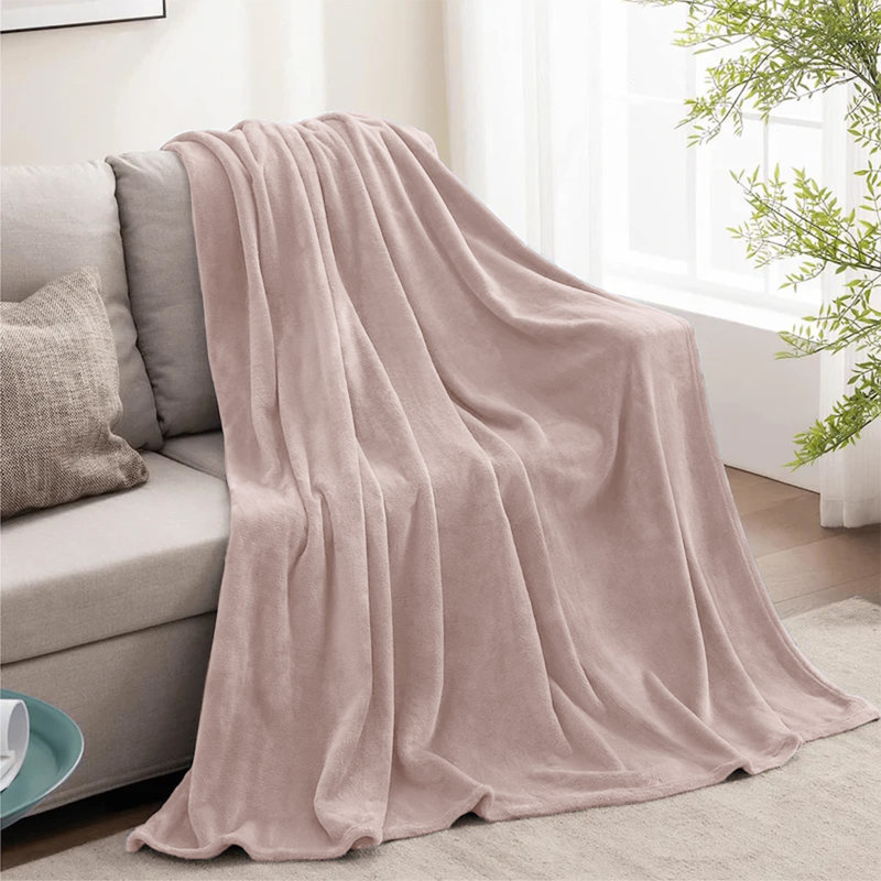 Ultra Soft Plush Faux Fur Reversible Fleece Blanket, Pink, Double