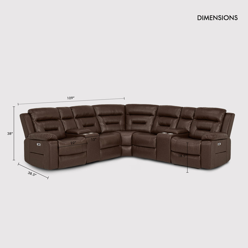 7-Piece Power Recliner Chair Reclining Sectional with 2 Power Recliners and Built-in USB Port Hidden Cupholder