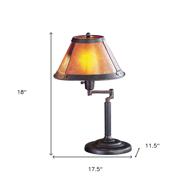 Lampe de table 18 po en métal rouille avec abat-jour empire ambré
