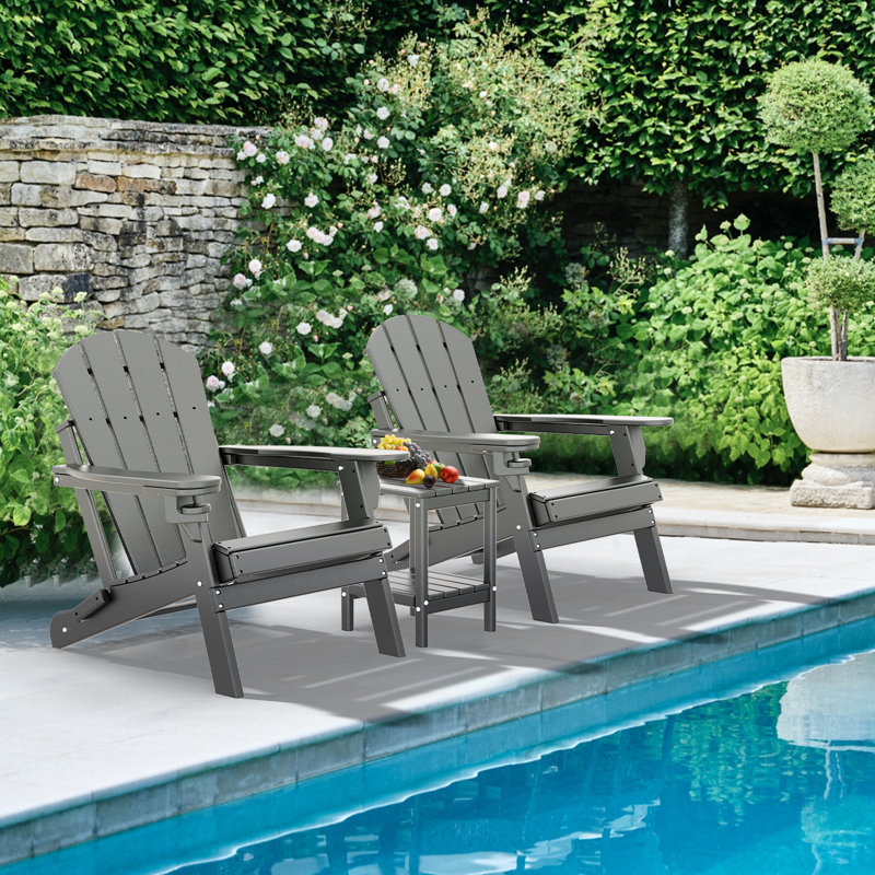 Felten Plastic Folding Adirondack Chair, Gris