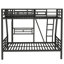 Lit simple superposé simple avec lit mezzanine simple, avec bureau, métal, noir