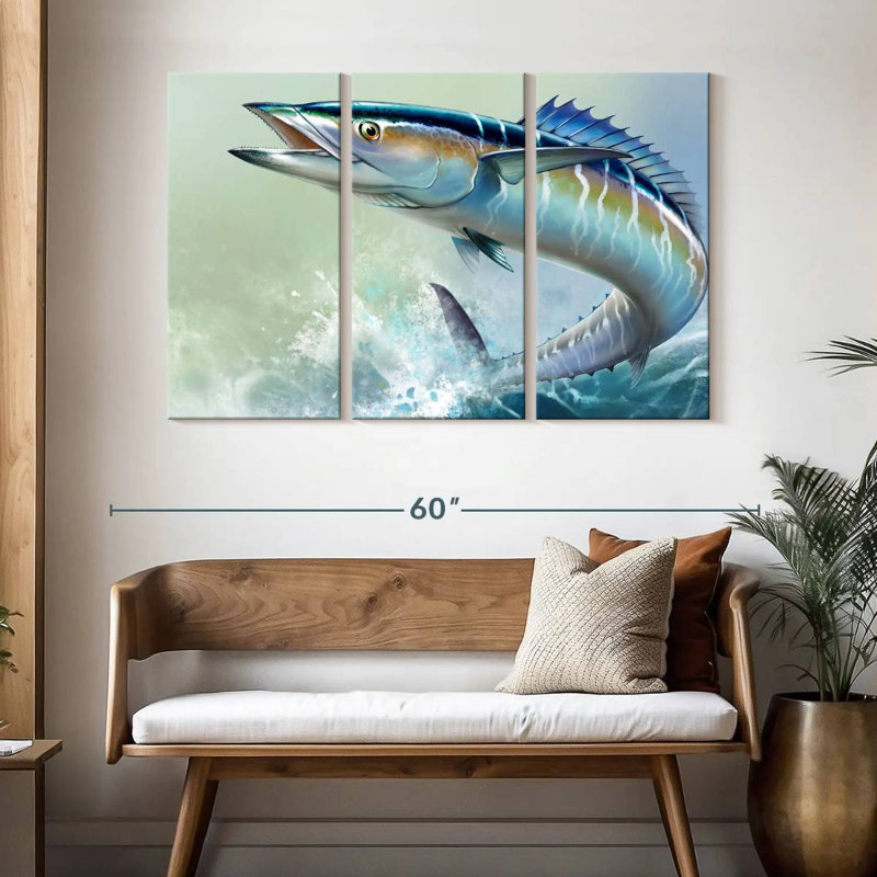 Brampt Wahoo Fish On Waves, 32" H x 50" W
