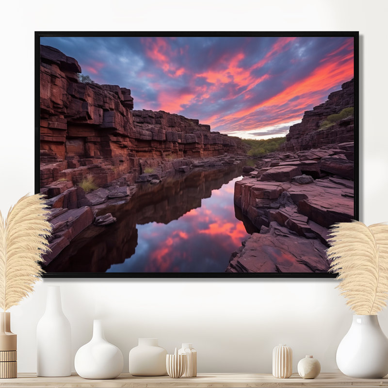 Cazares - Canyon, art mural, H 24 po x l 32 po x P 1 po, Toile avec cadre flottant noir