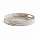 BURMA RATTAN ROUND SERVING TRAY LARGE
