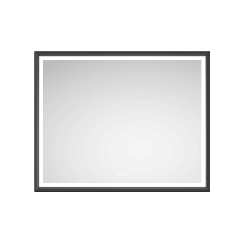 Led Bathroom Mirror With Aluminum Frame, Wall Mounted Vanity Mirror, Anti-Fog, Memory, 3 Colors, Stepless Dimmable, Black
