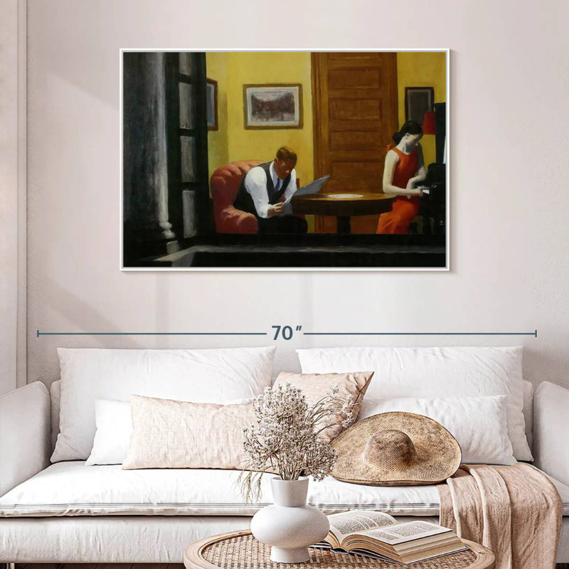 Chambre à New York, 46 po x 31 po, Cadre flottant blanc