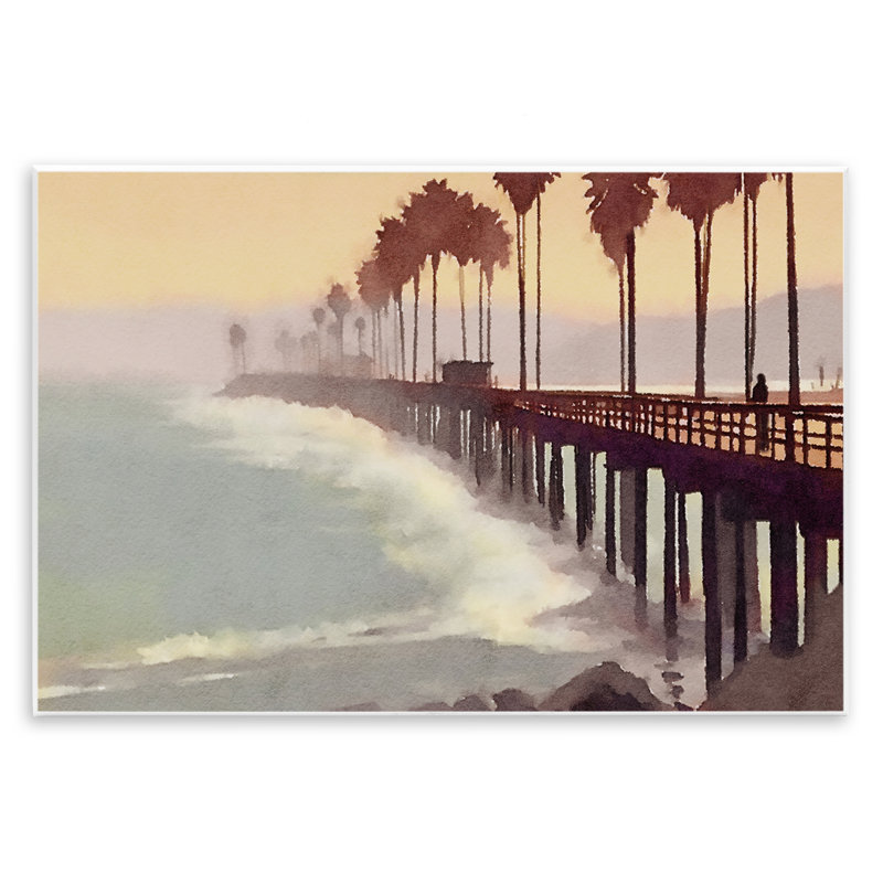 «Sunrise At The Pier», art mural sur bois par Noah Bay, H 10 po x l 15 po