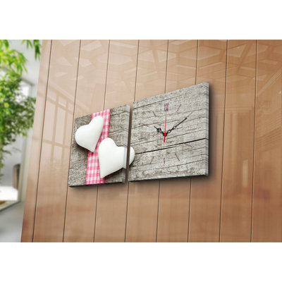 Horloge murale élégante en toile décorative (2 pièces), 23,6 po x 23,6 po | 100% toile de suède avec cadre 100% bois, épaisseur: 1,2 po | Décoration intérieure unique, parfaite pour les salons et les bureaux