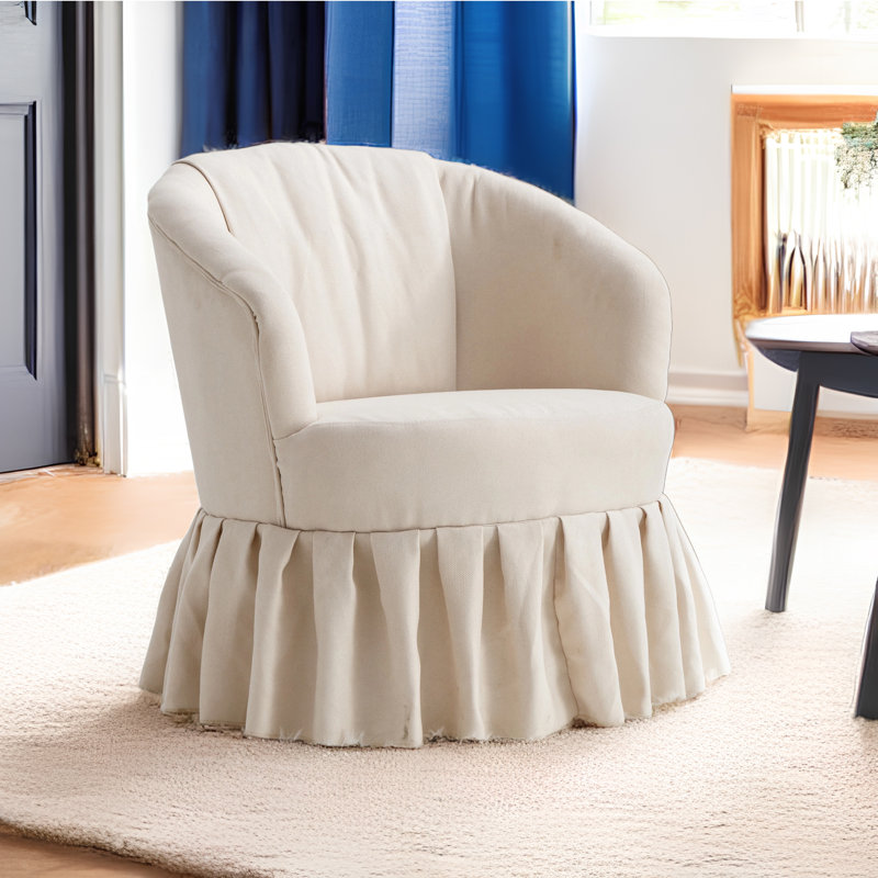 Fauteuil club pivotant rembourré Badri, Lin blanc