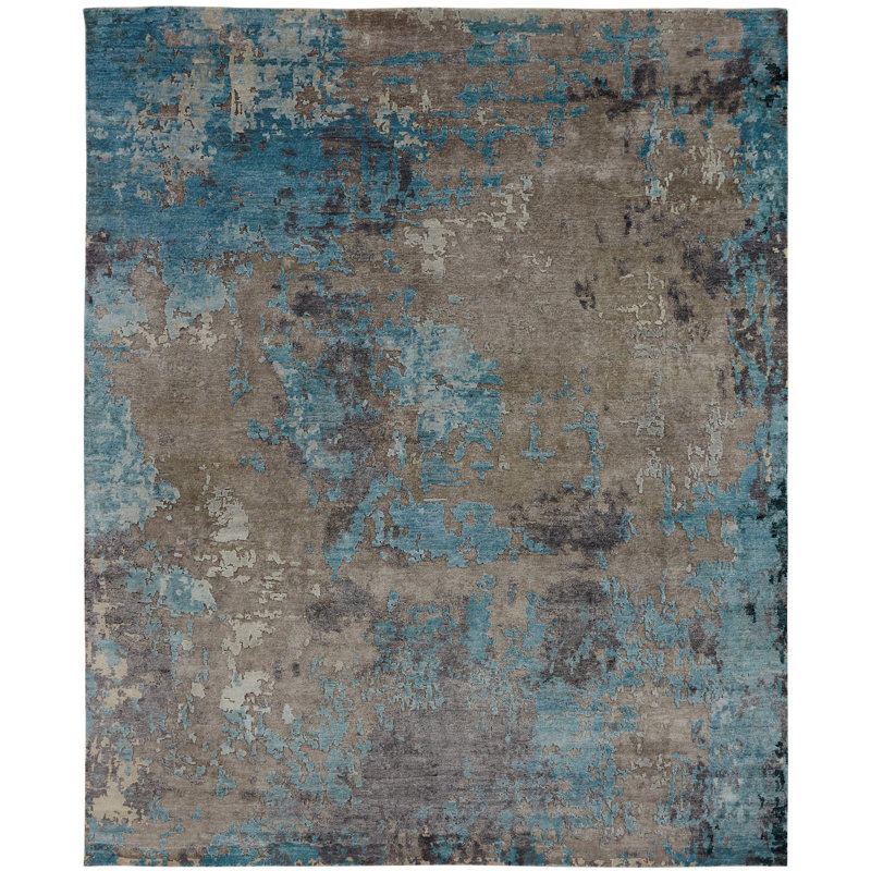 Hand Knotted Area Rug, Rectangle 6' x 9'