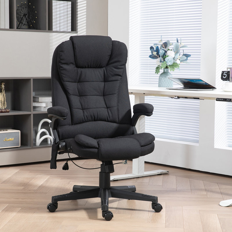 HOMCOM 6 Point Vibrating Massage Office Chair With Lumbar Heat Black