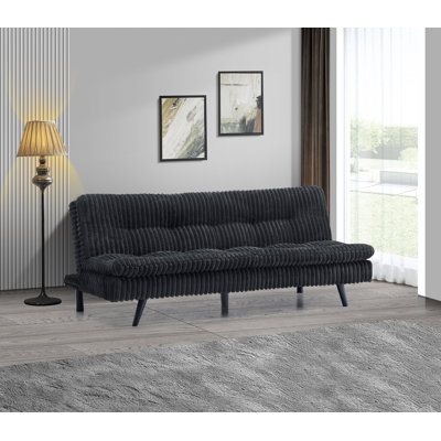 Futon beige avec coussin en velours côtelé