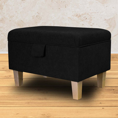 50cm Wide Rectangle Solid Colour Footstool Ottoman with Storage