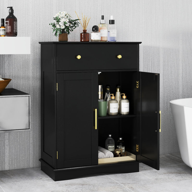 Freestanding Bathroom Cabinet, Black
