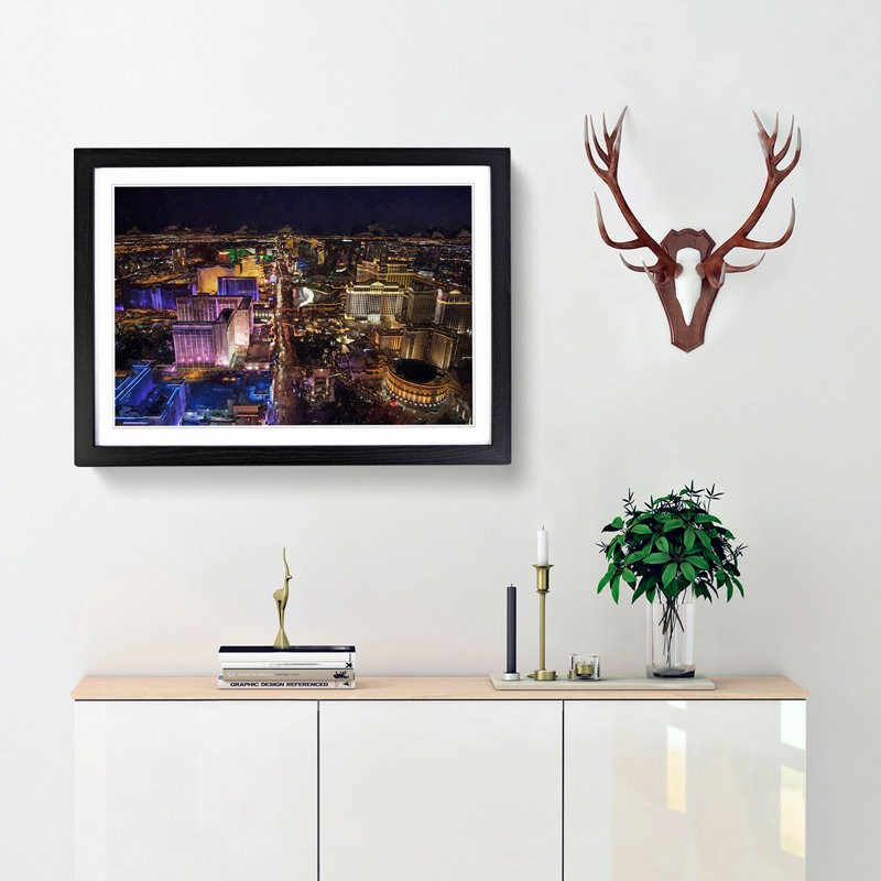Aerial View of the Las Vegas Strip in Abstract - Picture Frame Graphic Art Print, Black Framed, 27cm H x 36cm W x 2cm D