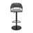 Keymaya Swivel Adjustable Height Bar Stool in Black Metal with Gray Fabric and Faux Leather