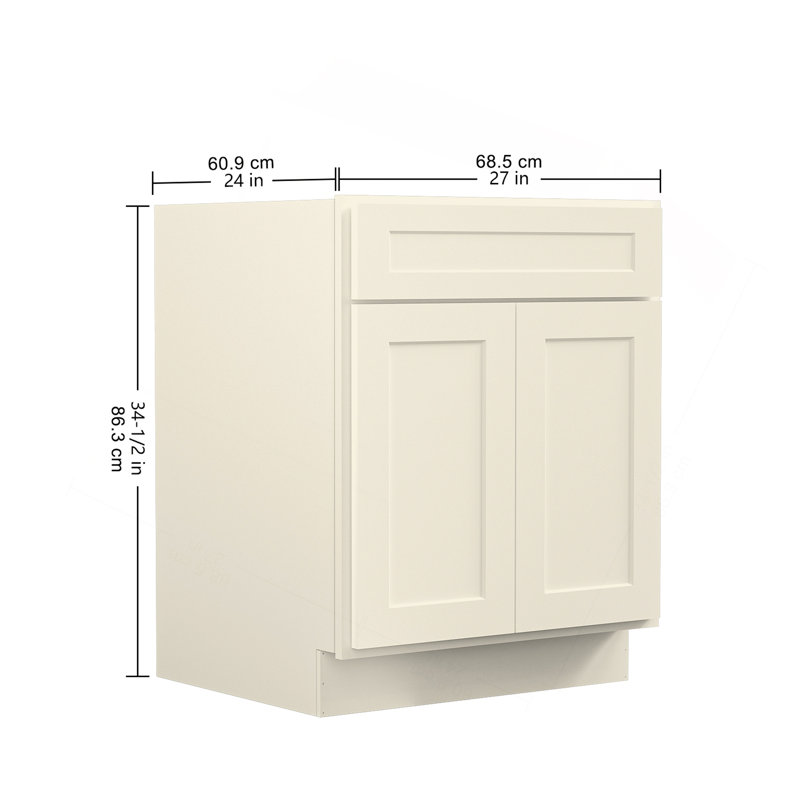 Armoire de cuisine de 27 po x l 24 po x P 24,5 po en contreplaqué blanc antique, prête à assembler