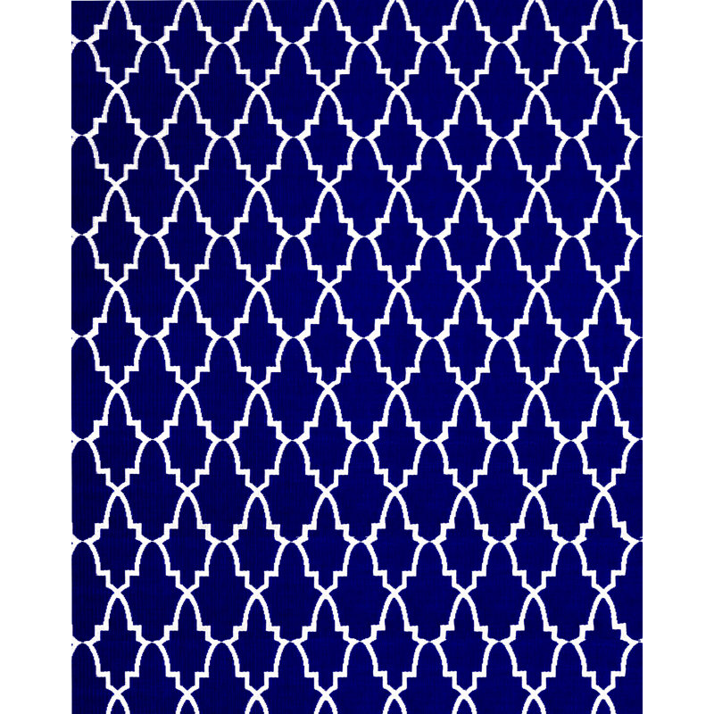 Tapis géométrique intérieur / extérieur bleu en polypropylène, Rectangle 6 pi x 9 pi