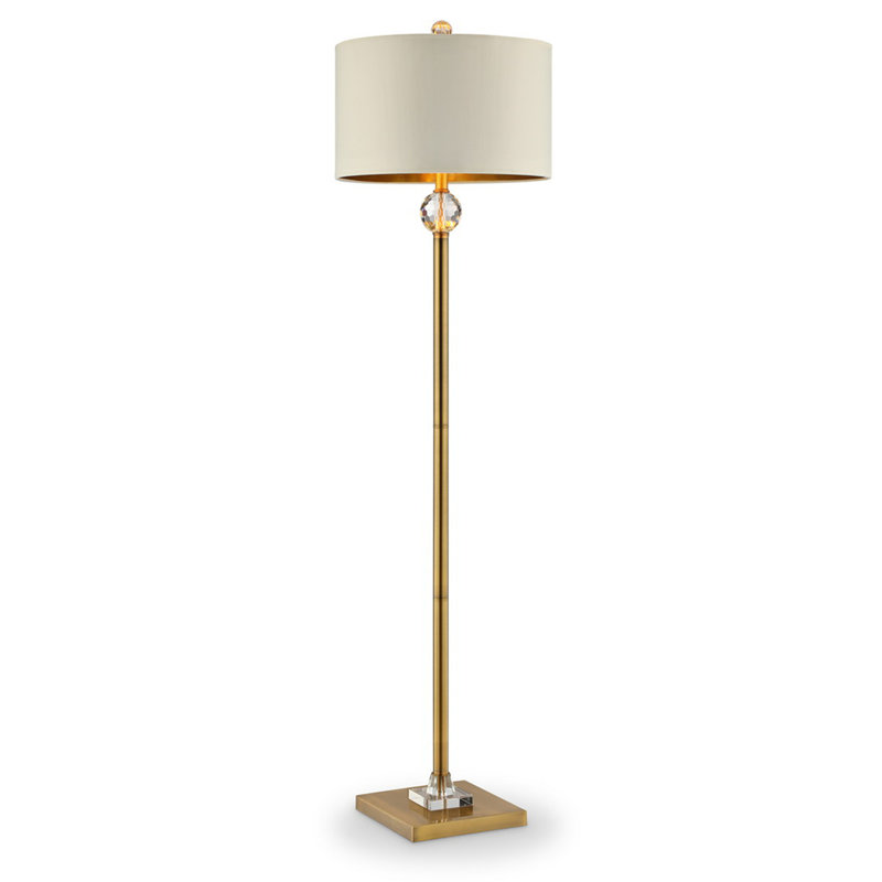Solid Crystal Orb Gold Column Floor Lamp