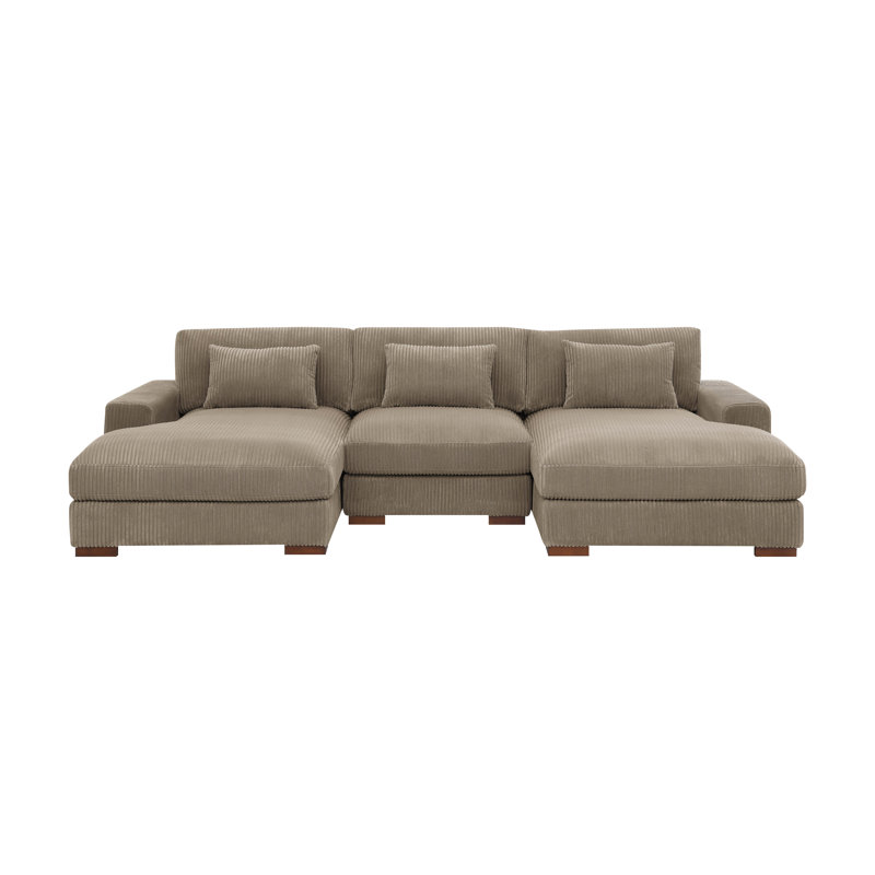 Canapé modulaire 3 pièces Marabe, Velours côtelé chameau