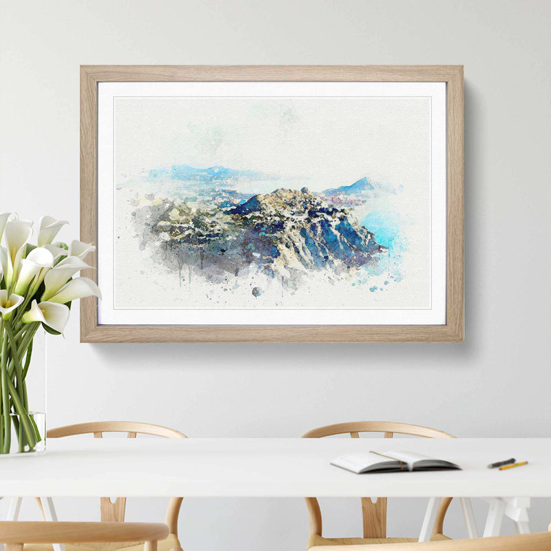 Cabo San Lucas Skyline in Mexico in Abstract - Picture Frame Graphic Art Print, 62cm H x 87cm W x 2cm D, Oak Framed