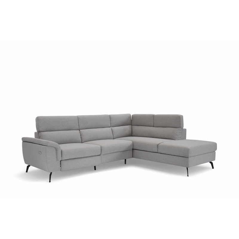Dequita 5 Seater Electric Reclining Corner Sofa , Light Grey Linen, Right Hand Facing