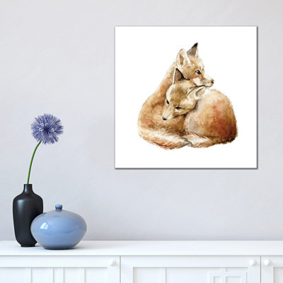 Cuddling Foxes by Wandering Laur - Wrapped Canvas Painting