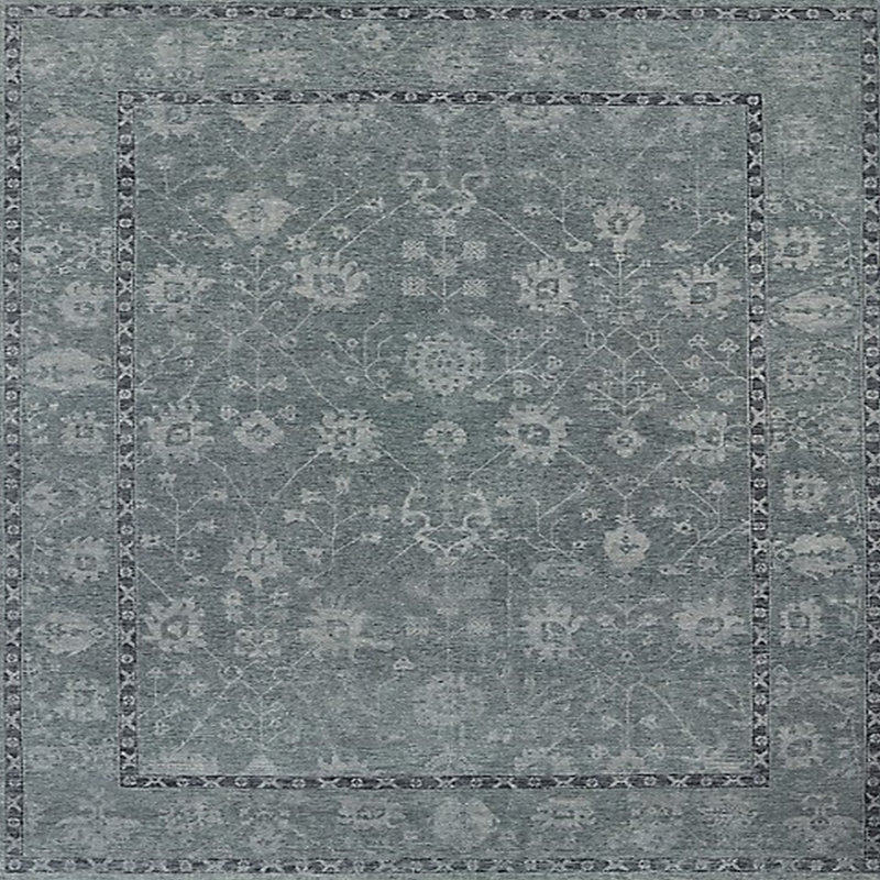 Tapis oriental vert / gris Albans, Carré 5 pi