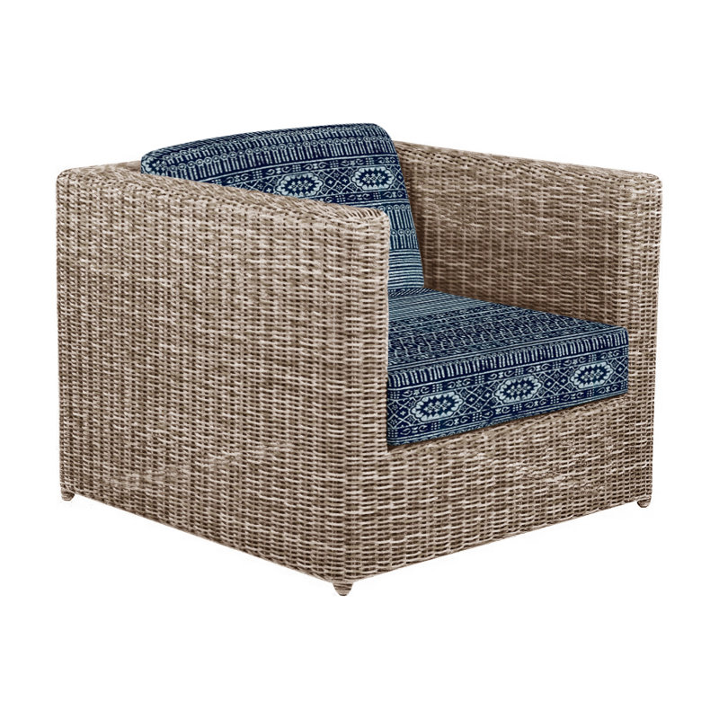 Sag Harbor Outdoor Lounge Chair, Batik Navy, Sag Harbor Oyster