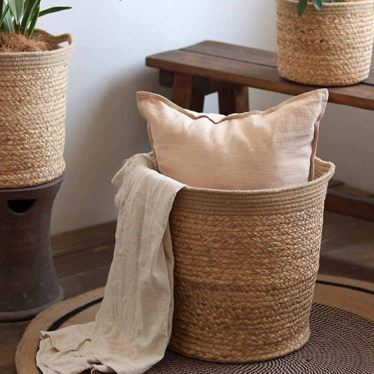 Natural Cylinder Storage and Planter Basket, 7.8" H x 10.2" W x 10.2" D