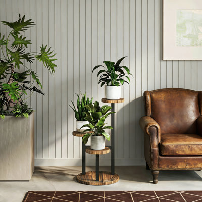 4 Tier Corner Plant Stand Indoor Outdoor Metal Wood Tall