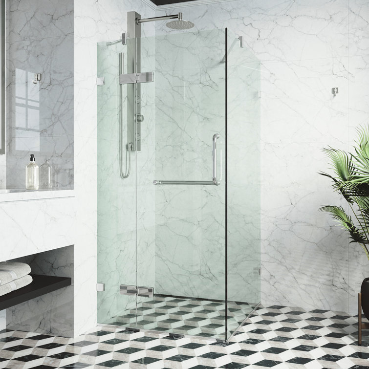 Monteray 30" W x 30" D x 73" H Hinged Frameless Shower Enclosure with 3/8  Clear Glass
