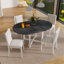 Ensemble de table de salle à manger extensible 5 pièces pour 4 personnes, table de salle à manger ronde pour 4 personnes avec chaises rembourrées, ensemble de table de cuisine de ferme avec rallonge amovible pour la salle à manger et la cuisine