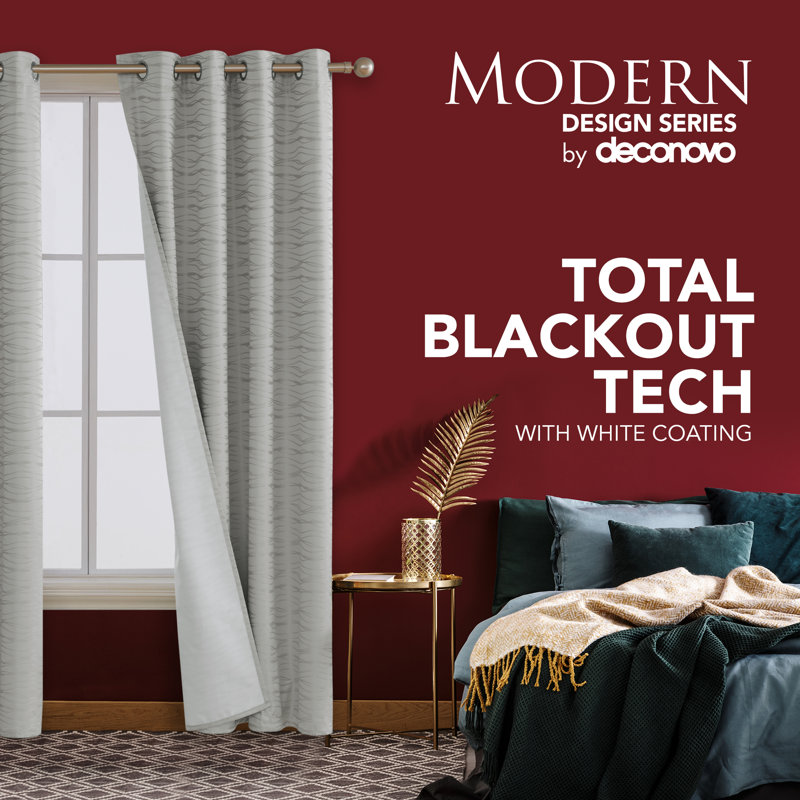 Bakstran Blackout Curtain Pair, Light Gray, 52" W x 63" L