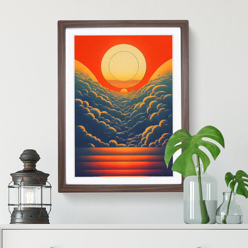 XV1022-4279X Sublime Sunset Abstract - - Wall Art, 48cm H x 36cm W, Walnut Framed Paper, White