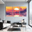 «Landscape & Nature Sunset Mountains Lake Reflections Birds Sky Colors Water», ensemble de 3 impressions sur toile-228204986