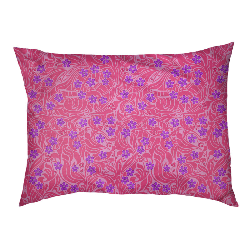 Coussin stylisé à motif floral tourbillony Byrge, L 52 po x l 42 po, Rose / Mauve
