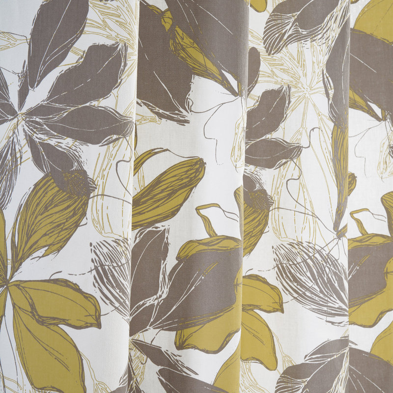 Autumn Whisper Leaves Printed Cotton Room Darkening Curtains - Single Panel, 50" W x 108" L