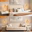 Lampe de table industrielle Qimh pour ensemble de chambre à coucher avec 2 lampes en verre champagne à côté avec ports USB A&C Lampes de table de chevet à intensité variable pour table de salon