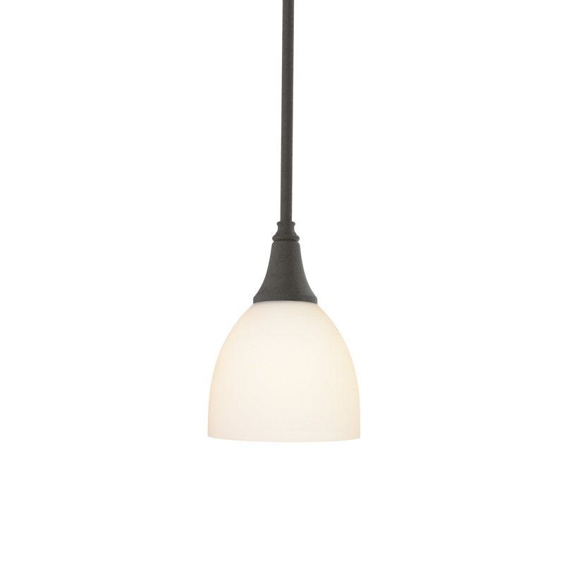 Trumpet 1-Light Single Dome Pendant, Translucent Dark Smoke, Opal