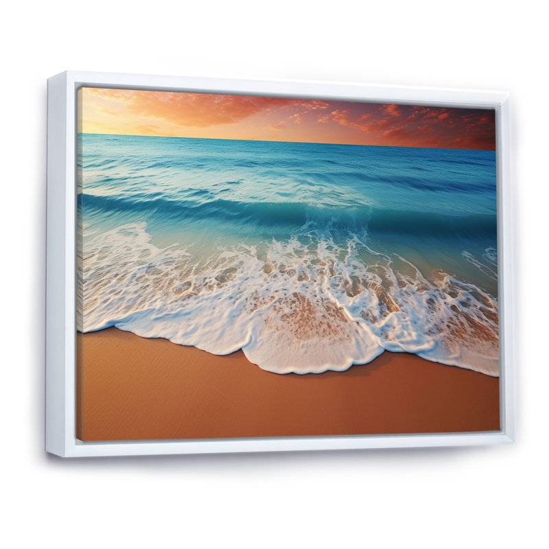 Barada Landscape Coastal Vibuctions sur toile, Cadre flottant blanc, H 34 po x l 44 po x P 1,5 po