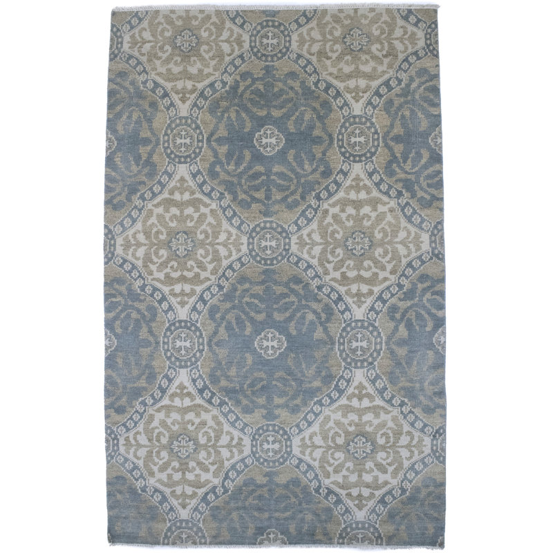Tapis bleu sarcelle à motif géométrique 6X9